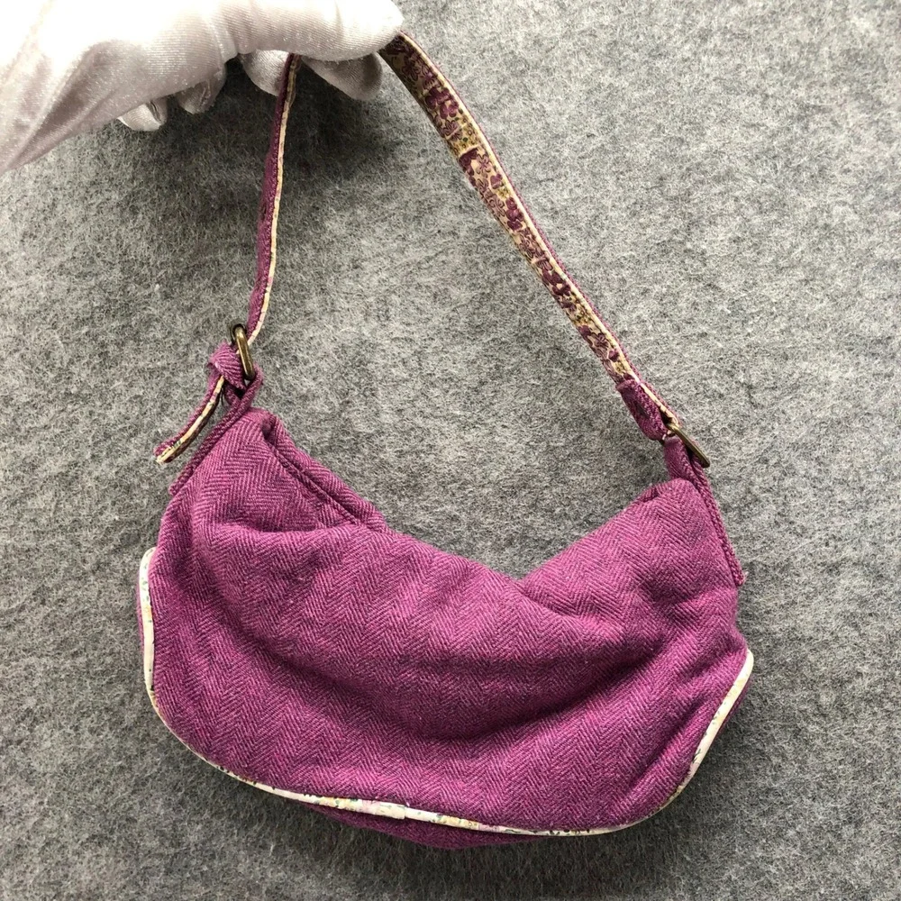 Vintage Y2k 2004 Gap Kids Purple Tweed Wool Mini Shoulder Bag Girls Flower